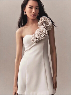The Wolf Gang One-Shoulder Mini Dress in Cream Size Small Like New